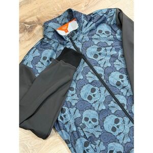 Tallia Sport Mens Paisley Skull Track Jacket Black Blue XL TL00SSK200-003 NEW